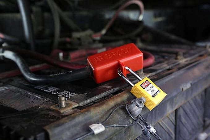 Brady-150820 BatteryBlock Battery Cable Lockout, Commercial Vehicle Max Cord Dia 0.94-Red