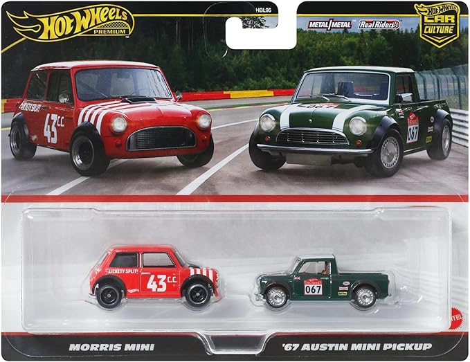 Hot Wheels Premium Car Culture Pack with Two 1:64 Scale Vehicles, Unique Couples, Real Riders, Metal/Metal Chassis, Collectors Toy, JBK97