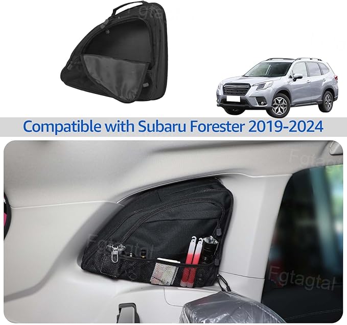 Rear Trunk Storage Organizer Box Compatible with Subaru Forester 2019-2024, Rear Left Window Storage Organizer Bag, Interior Storage Accessories (Left Side)