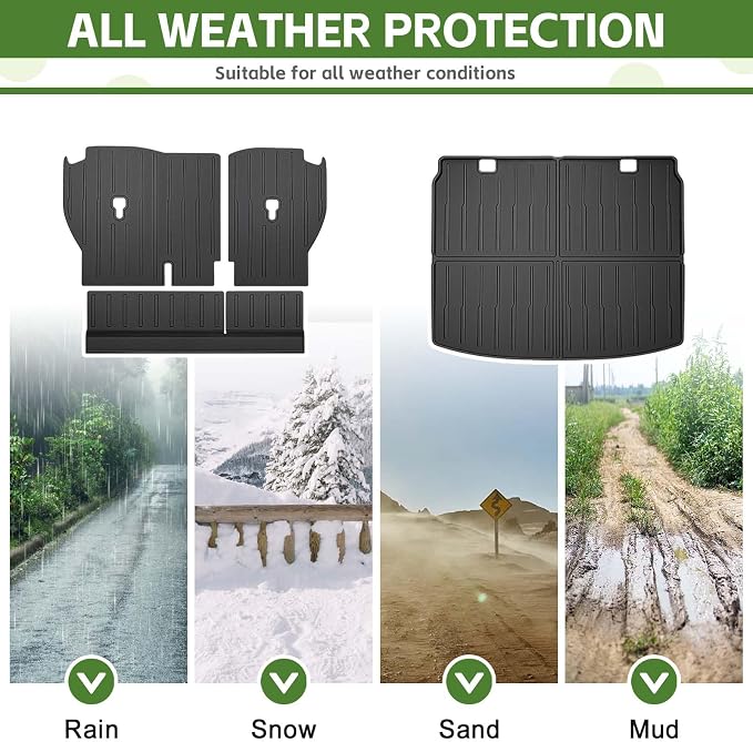 Cargo Liners for 2023-2025 Honda CRV CR-V Trunk Mat with Seat Back Cover Accessories, All Weather Rear Cargo Mat Backrest Protector(Only for Upper Deck)