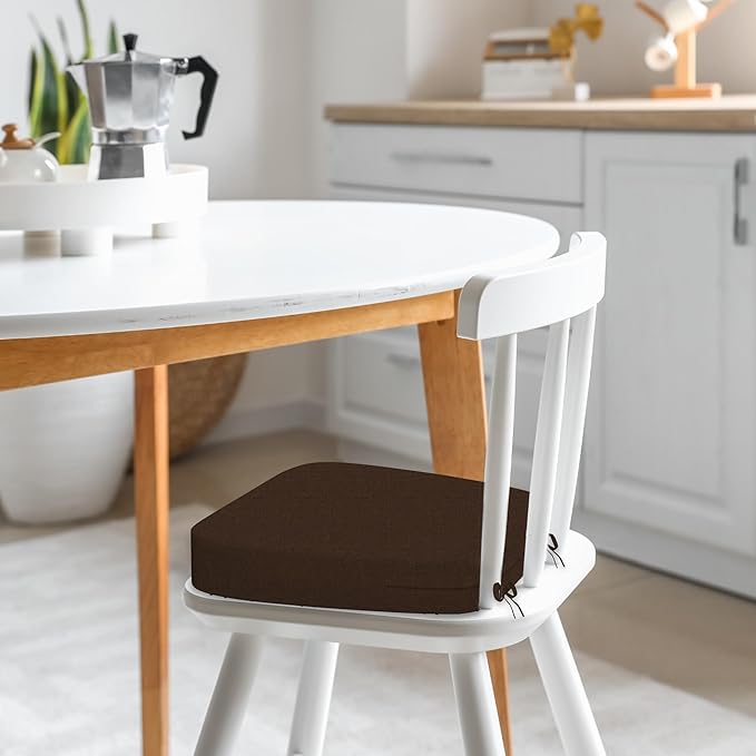 17'' x 16'' x 2.5"Thick Chair Cushions for Dining Chairs, 4 Pack WaterProof Easy Clean Kitchen Chair Pads with Ties and Non-Slip Backing - 30D High Elastic Foam Soft Kitchen Chair Cushions