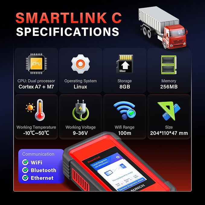 LAUNCH X431 Remote Assisted Diagnostic Tool, Heavy Duty Truck Scanner, Bidirectional Diesel Scan Tool for 24V HD Trucks & Commercial Vehicle, Support CANFD&DOIP, Semi Trucks All System Diagnostic Tool