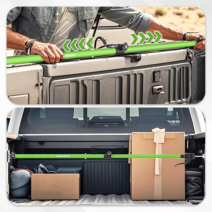 KILOUPOLE Adjustable Cargo Bars, 40" to 79" Non-Slip Truck Bed Divider, Cargo Bar for Pickup Truck Bed Cargo Bars for SUVs, Trailers, Vans, with Cargo Net Organizer and Divider Bar, 1-Pack