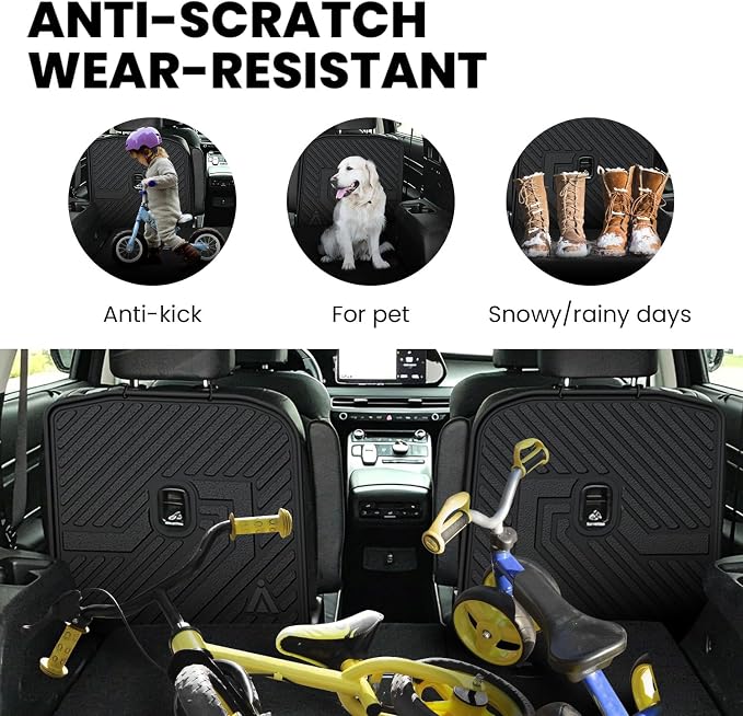 Lasfit Kick Mats for Hyundai Palisade 2026 7-Seat (Not Fit 8-Seat), 2nd Row Captain Chair Seat Back Cover Protectors, TPE Waterproof All-Weather Rear Backrest Liner