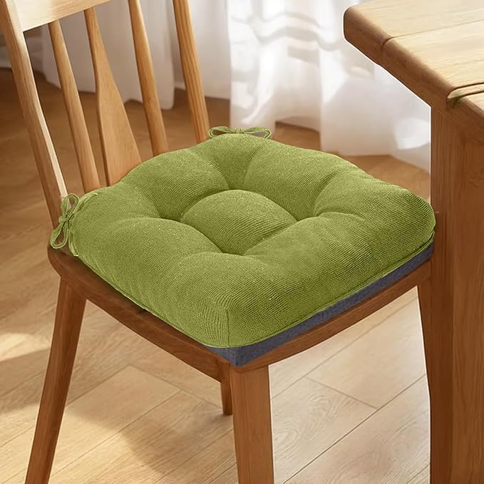 MAGIC ELEPHANT Chair Cushions for Dining Chairs, Memory Foam Kitchen Chair Cushions Set of 4, Non-Slip Thick Dining Room Chair Pads Seat Cushions, 15.5" x 15.5" x 4" (Sage Green)