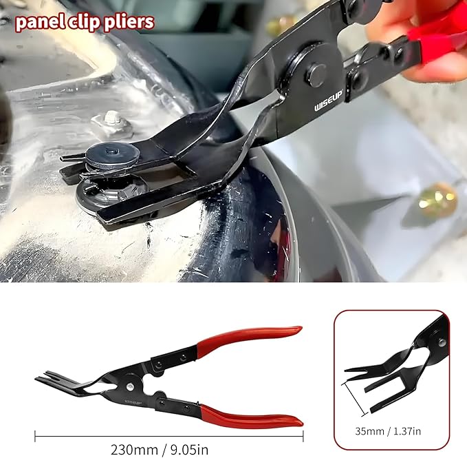 WISEUP 8-Piece Fuel Line Disconnect Tool Set – Fuel Line/Hose Clamp/Removal Pliers, Electrical Disconnect/Push Pin Tools, Relay Puller, Panel Clip Remover & Filter Caliper