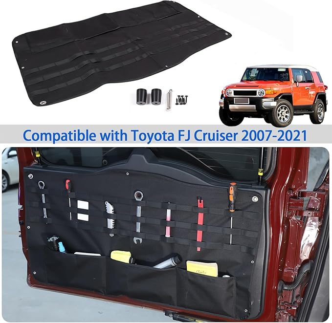 Tailgate Storage Bags Compatible with Toyota FJ Cruiser 2007-2021, Back Door Panel Hanging Organizer Multi-Compartment Oxford Cloth Car Storage Bag Space Saving (Hanging Bag)