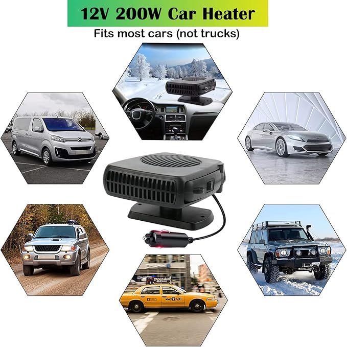 Car Heater,Portable Car Heater for Vehicle, 12V Car Heater Portable, Portable Heater for Car, 360° Rotatable Car Defroster Windshield Heater 12v Car Heater That Plugs Into Cigarette Lighter(black)