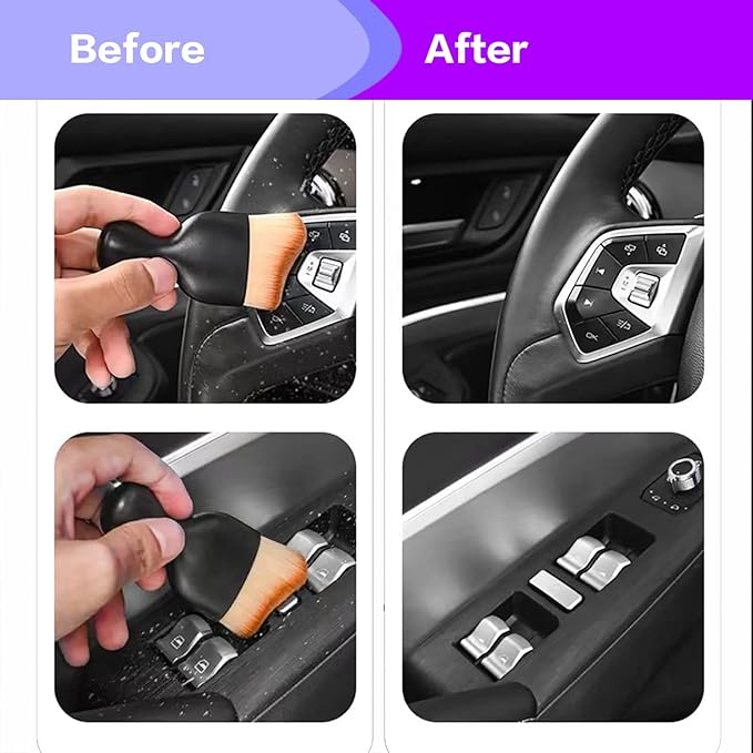 AOCISKA Car Interior Detailing Brush,Soft Bristle Cleaning Brush Car Detailing Brush Dusting Brush,Car Interior Cleaning Tool,Auto Detail Brush Car Dash Duster Brush (Brown)