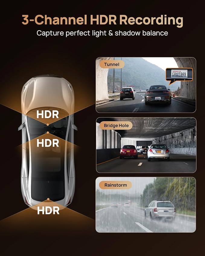 70mai 4K T800 3 Channel Dash Cam, Dash Cam Front and Rear Inside(2160P+2160P+1080P), STARVIS 2 IMX678, HDR Night Vision, Dash Camera for Cars with 512GB Card, WiFi 6, 4G LTE, ADAS, 24H Parking Mode