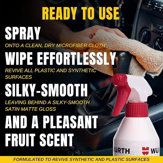 Smilyeez Listing for Wurth Cockpit Care Spray, 500ml (2 Bottles) – Silicone-Free Interior Cleaner with Carnauba Wax & Jojoba Oils for Satin Matte Finish & Pocket Screwdriver