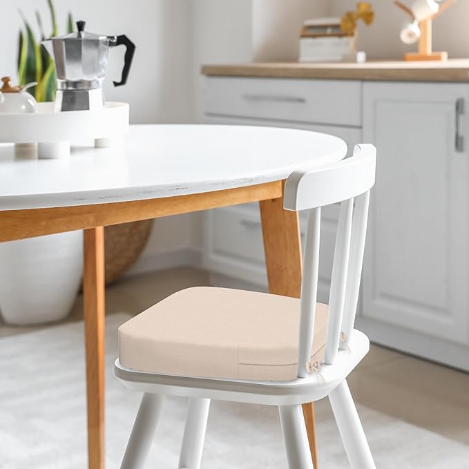 17'' x 16'' x 2.5"Thick Chair Cushions for Dining Chairs, 4 Pack WaterProof Easy Clean Kitchen Chair Pads with Ties and Non-Slip Backing - 30D High Elastic Foam Soft Kitchen Chair Cushions