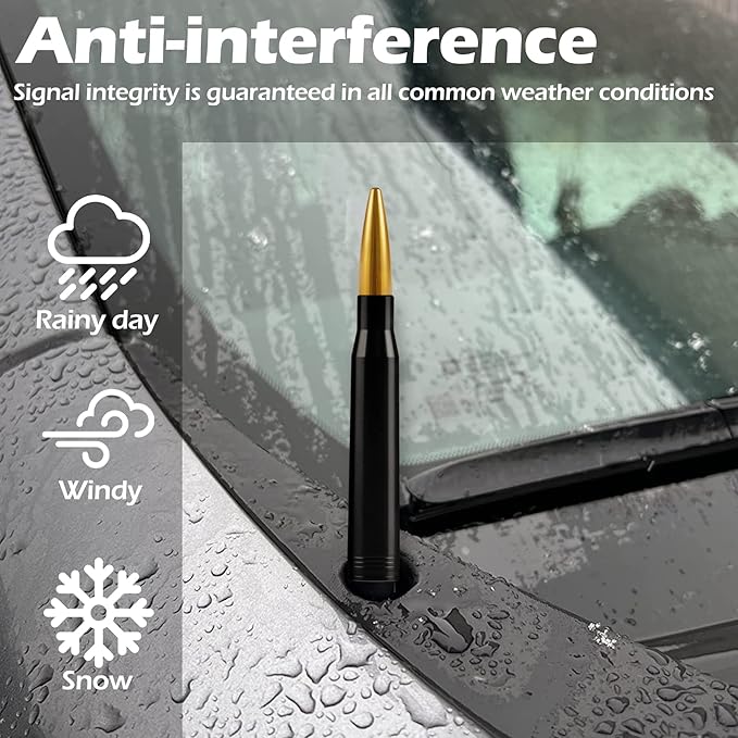 BJSIA Upgrade Universal Car Antenna Compatible with Ford, Dodge, Chevrolet, GMC, Jeep, Toyota Truck Antenna - Made of Rugged Billet and Aluminum, Yellow, Car Accessories