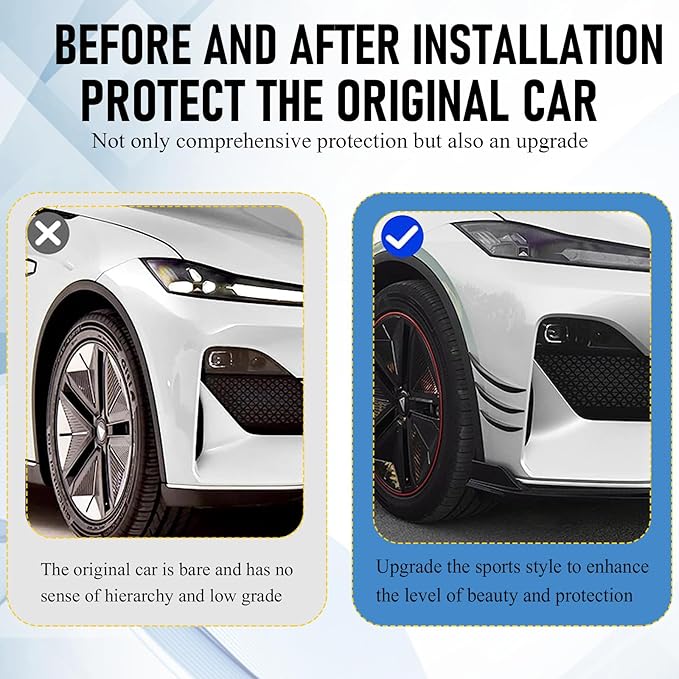 Pack-6 Car Spoiler Canards Kit, Universal Auto Front Bumper Lip Splitter, Body Anti-Collision Diffuser, Exterior Soft Rubber Decorative Stickers (Glossy Black)