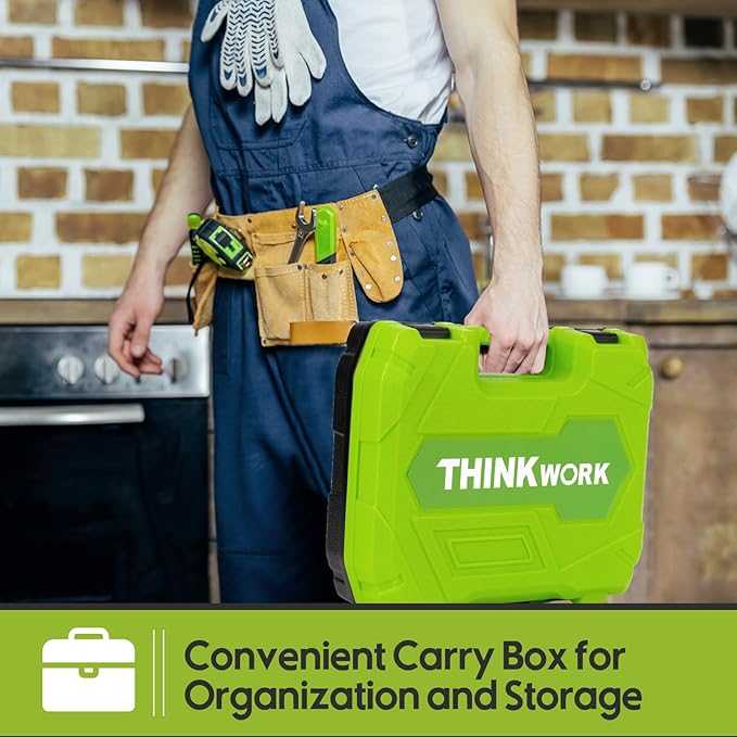 THINKWORK Home Repairing Tool Kit - General Household Hand Tool Set with Storage Toolbox, Small Basic Tool Kit for Men Women, Perfect for DIY, Gift, Home Maintenance, Homeowner, Handyman