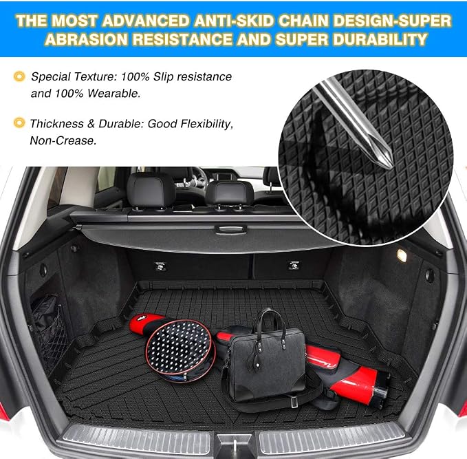 Cartist Custom Fit for Anti-Slip Cargo Liner GLK Odorless High Side 3D Trunk Floor Mat for Mercedes-Benz GLK 2008-2015