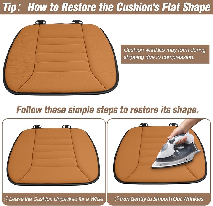 MYFAMIREA 2PCS Car Seat Cushion Pad 1.2" Thick Comfort Seat Protector for Car Driver Seat Office Chair Home Use Memory Foam Seat Cushion with Non Slip Bottom, 20'' x 18.5'', Orange