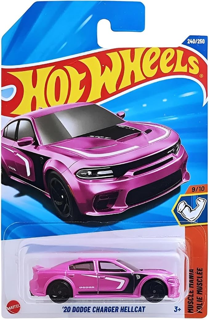 Hot Wheels '20 Dodge Charger Hellcat (JBB45) - Muscle Mania 9/10, Pink, 1:64 Scale Licensed Model Dodge