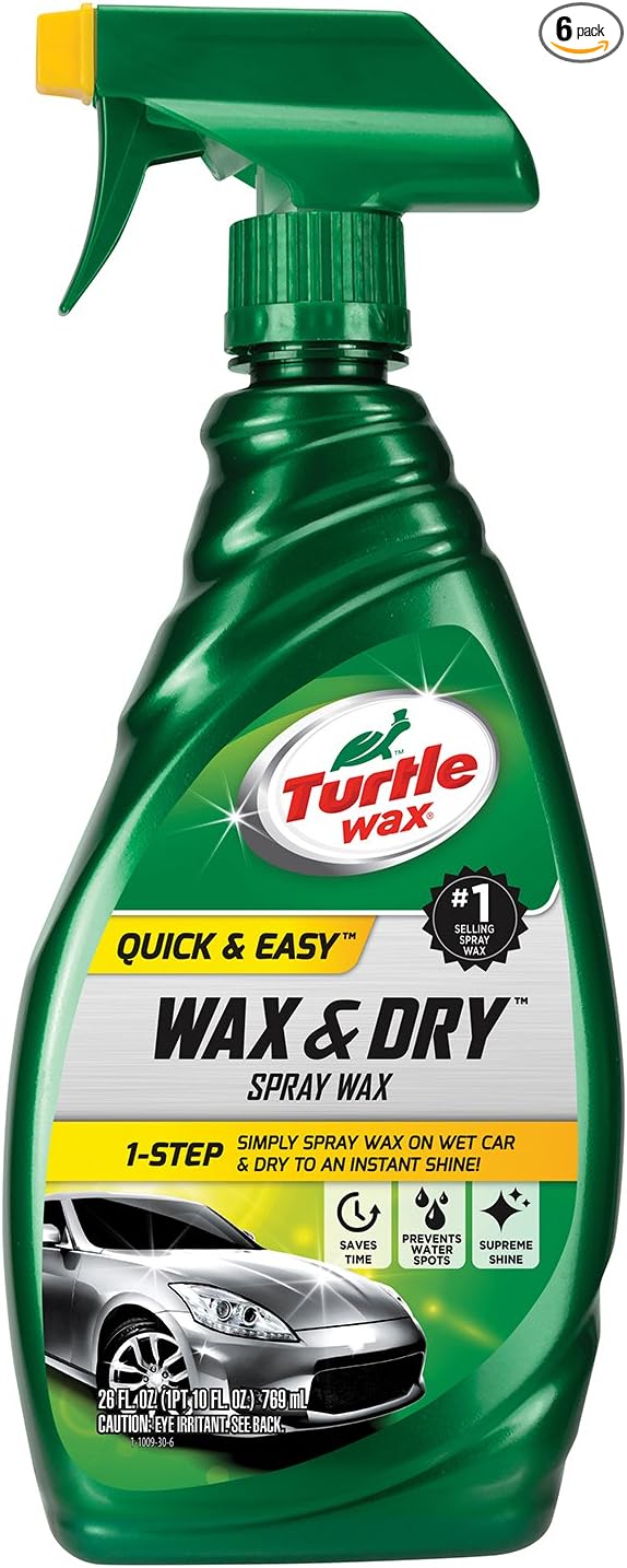 Turtle Wax T-9-6PK 1-Step Wax and Dry, Quick and Easiest Step to High Shine, for Cars, Trucks, Motorcycles and RVs, 26 oz. (Pack of 6)