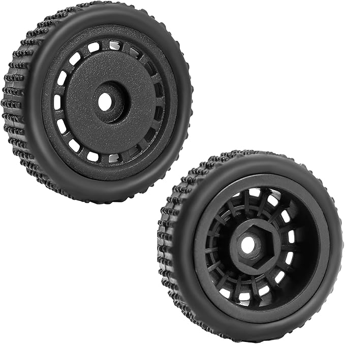 Pre-Mounted Pin Buggy Tires and Wheels Rims Hub Tires Set for 1/24 Losi Micro-B 1/28 Losi Micro-T Wltoys 244016 Upgrade Part (Black Micro-B)