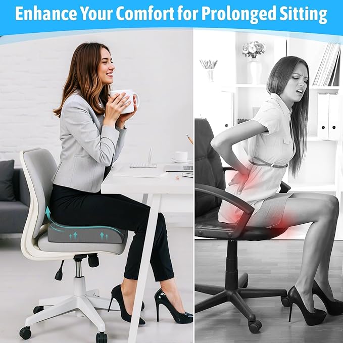 TranquilMoments U-Shaped Gel Memory Foam Seat Cushion, Wheelchair Cushion with Cooling Gel, Ergonomic Coccyx Cushion for Office Chair & Car,Relieve Tailbone Pain, Sciatica, Back Pain, Non-Slip Bottom