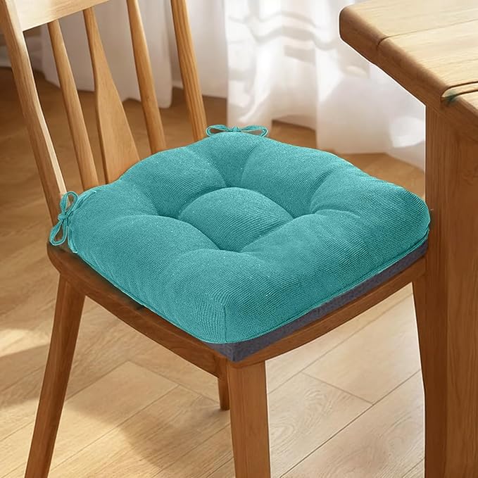 MAGIC ELEPHANT Chair Cushions for Dining Chairs, Memory Foam Kitchen Chair Cushions Set of 4, Non-Slip Thick Dining Room Chair Pads Seat Cushions, 15.5" x 15.5" x 4" (Aqua Green)