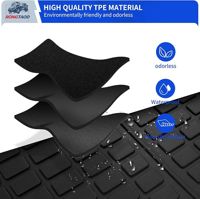 Rongtaod Cargo Mat Compatible with 2024 2025 2026 Chevrolet Traverse (NOT Limited) & GMC Acadia 2025 2026 Buick Enclave Trunk Liner Cargo Liner Chevy Traverse Accessories (Trunk Mat+Backrest Mats)