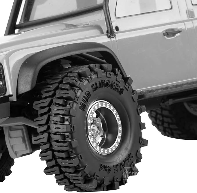 RC 1.0 Beadlock Truck Tires for 1/18 1/24 Trx4m SCX24 RC Crawler,RC Wheels Tires.Aluminum 1.0‘’ Beadlock Wheel Rim&1.0in Tires Tyres.Titanium(4PCS)