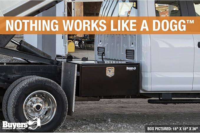 Buyers Products 1703350 Black Steel Underbody Truck Tool Box – 14 x 12 x 24 Inch - Truck Bed & Underbelly RV Storage Box, Locking T-Latch, Weather-Resistant, Heavy-Duty Flatbed Job Box, Made in USA