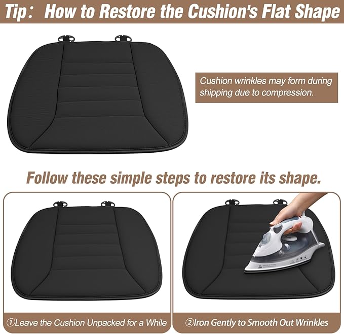 MYFAMIREA 2PCS Car Seat Cushion Pad 1.2" Thick Comfort Seat Protector for Car Driver Seat Office Chair Home Use Memory Foam Seat Cushion with Non Slip Bottom, 20'' x 18.5'', Black