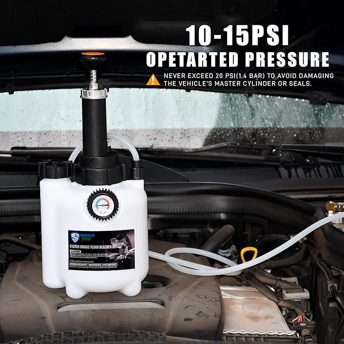 SMOTIVEPRO 3L Manual Brake Bleeder Fluid Pump, One Man Professional Brake Bleeder Kit Suitable for Most European Brake Mast Cylinder Reservoirs