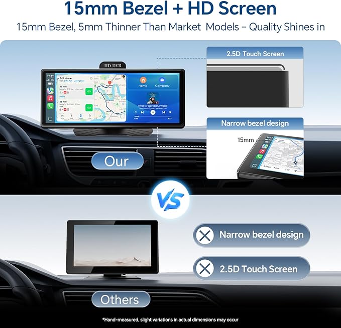 Haudio Portable Wireless Carplay Car Stereo, 10.26" HD Touchscreen for Car with Apple CarPlay & Android Auto with Backup Camera, GPS, Bluetooth, Voice Control, Mirror Link, FM, AUX, Universal Fit