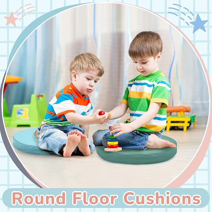 Juexica 8 Pcs Extra Thick Flexible Seating Floor Cushion Assorted Colored Floor Pillow Classroom Seat Cushion Soft Classroom Seating for Kid Learning(Light Morandi,13.8 x 13.8 x 2 Inch,Round)