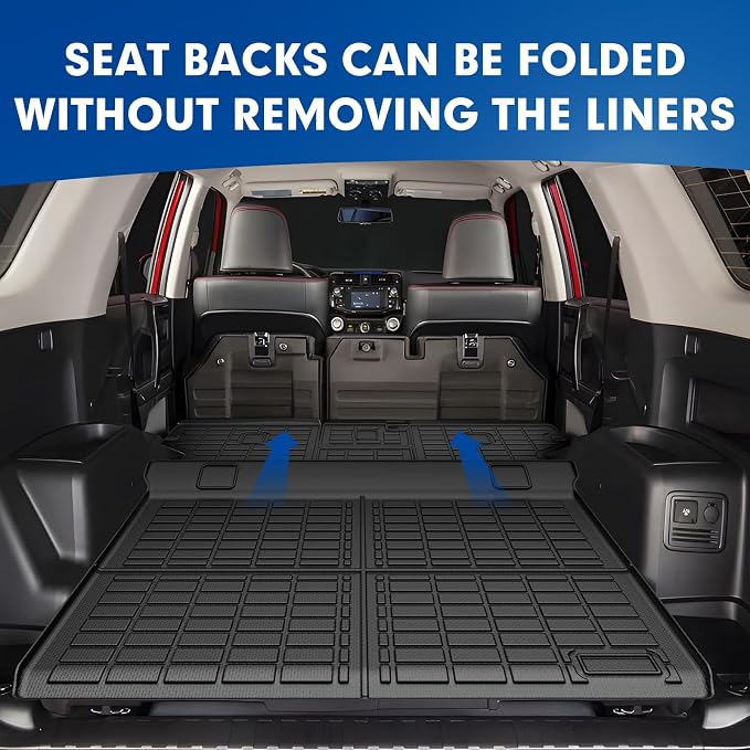 Mixsuper Cargo Liner for Toyota 4Runner 2010-2024 5 Seater (No 3rd Seat or No Sliding Cargo Deck), All Weather Cargo Mat Backrest Mat TPE Back Seat Cover Protector for 4Runner Accessories