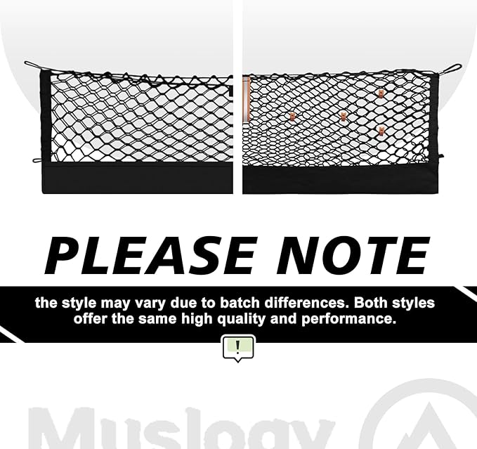 Muslogy Truck Bed Cargo Net Trunk Netting Compatible with 2021-2026 Chevy Suburban&Tahoe|GMC Yukon&Yukon XL| Escalade Accessories, Pickup Cargo Organizer SUV Sedan Storage Net w/Heavy Duty Carabiners