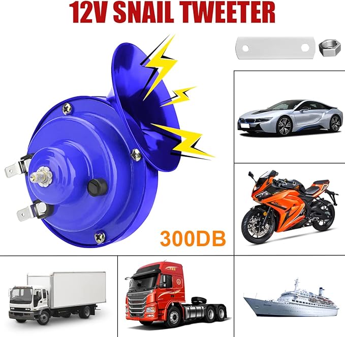 Super Loud Train Horns, Car Waterproof Durable Air Electric Snail Horn, 12V Raging Sound Air Horns Replacement Kit, Automotive Accessories Universal for Car, Motorcycle, Truck, Bike, Boat (Blue)