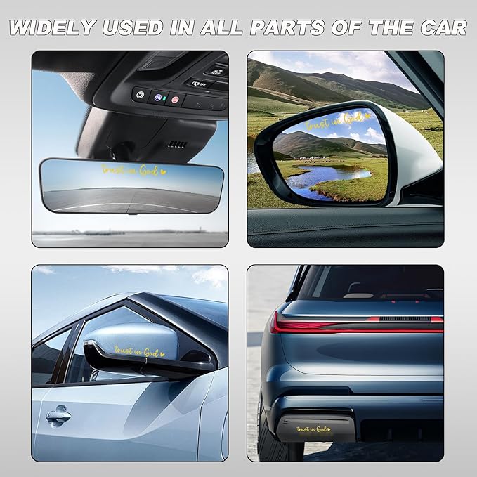 DXNQ 2 PCS Trust in God Rearview Mirror Decals, Automotive Vinyl Rear View Mirror Decorative Stickers, Waterproof Trust in God Stickers for Car Truck Laptop, Car Accessories (Yellow)