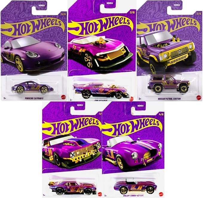 Mattel Hot Wheels Pearl & Chrome, 57th Anniversary Collection, Set of 5 Die-Cast Cars, 1:64 Scale