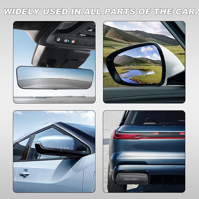 DXNQ 4 PCS Trust in God Rearview Mirror Decals, Automotive Vinyl Rear View Mirror Decorative Stickers, Waterproof Trust in God Stickers for Car Truck Laptop, Car Accessories (Silver)