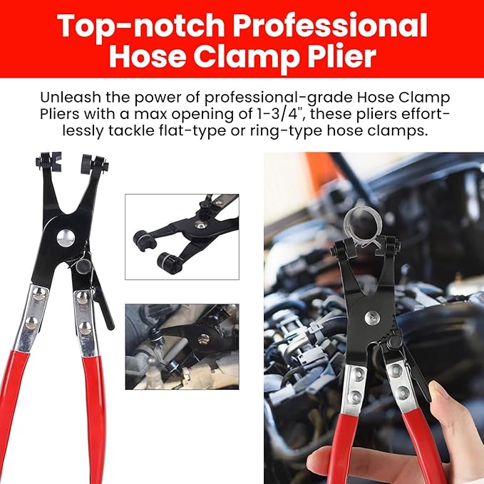 Sakerplus Professional Hose Clamp Kit, Pliers Set - Complete Fuel Line Tool Kit with Hose Removal Pliers & Clip Tools for Automotive Maintenance (5 in 1 Set)