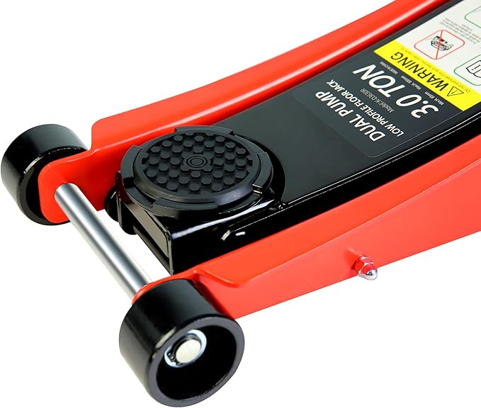 3 Ton Low Profile Trolley Floor Jack, Professional Steel Racing Floor Jack with Dual Pistons Quick Lift Pump,Red Heavy Duty Hydraulic Floor Jack Lifting Range 3.3"-19.7", 3 Ton (6,600 lb) Capacity