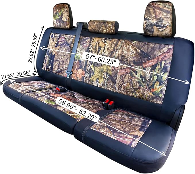Mossy Oak Camo Truck Bench Seat Cover Fits All Full-Size Silverado F-150 Ram Sierra Titan Tundra Pickup Trucks; Folding Bench or Standard Bench Seats; 70% Polyester, 30% Polyurethane