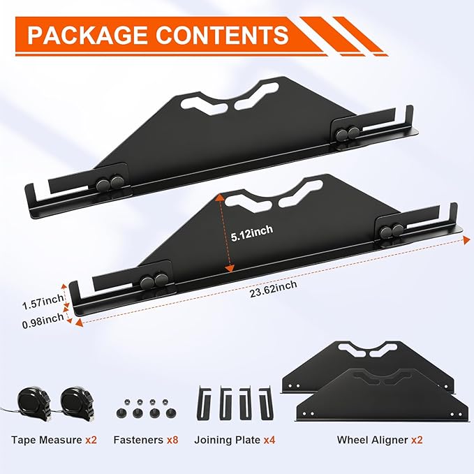Wheel Alignment Tool with 2 Measuring Tapes, Heavy-Duty Steel Front End Alignment Tool for Toe/Camber Adjustment on Most Cars, Trucks, SUVs