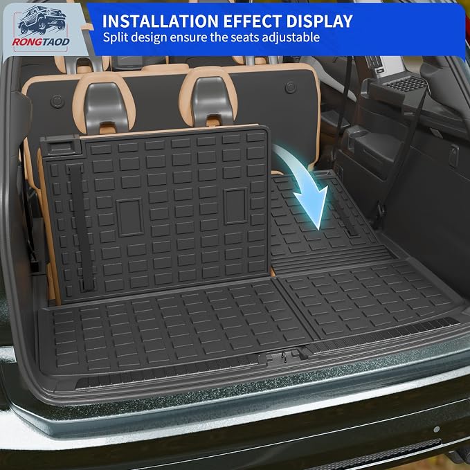 Rongtaod Floor Mats Compatible with 2022-2025 2026 Nissan Pathfinder 7&8 Seats Cargo Liner Cargo Mat Trunk Liner Back Seat Cover 2024 Pathfinder Accessories (Trunk Mat with Backrest Mat+Floor Mats)