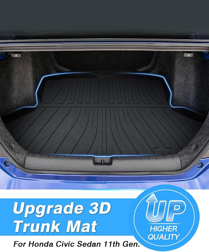 Powerty Trunk Mat for 2022-2025 Honda Civic Sedan (Not for Hatchback) Accessories Cargo Mats TPO All Weather Cargo Liner Heavy-Duty Trunk Liners(Not for 2-Doors Models)