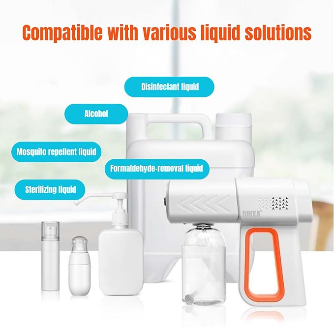 ORIXA Disinfectant Fogger Machine - Professional Sanitizer Sprayer - ULV Atomizer & Nano Steam Gun – Rechargeable Barber Spray Gun with Blue Light