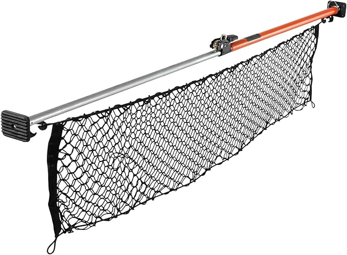 VEVOR Cargo Bar, Cargo Bar Adjustable from 40" to 73", Heavy-Duty Steel Cargos Stabilizer with Storage Net & Non-Slip Foot Pads, Telescoping Load Lock Bars Stop Sliding for SUVs, Sedans
