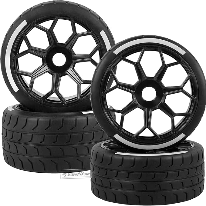 RC Wheels and Tires for 1/7 Felony 6S BLX,RC Truck Tires RC Wheels and RC Tires,4pcs Highway Tires(2 Big 2 Small),Black