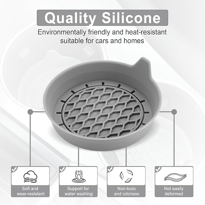 SINGARO Car Cup Holder Coaster, Silicone Cup Holder Insert, Universal Non-Slip Cup Holders, Car Accessories Interior for Women and Man 4 Pack Gray