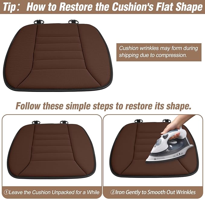 MYFAMIREA 2PCS Car Seat Cushion Pad 1.2" Thick Comfort Seat Protector for Car Driver Seat Office Chair Home Use Memory Foam Seat Cushion with Non Slip Bottom, 20'' x 18.5'', Coffee